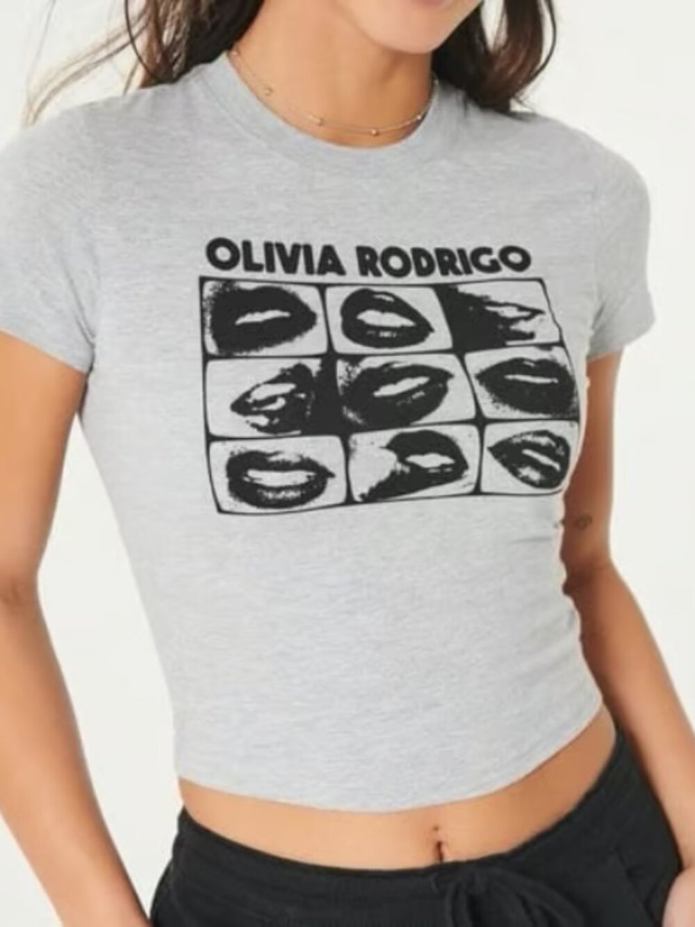 Olivia Rodrigo by Hollister Baby Tee in Grey Size Medium